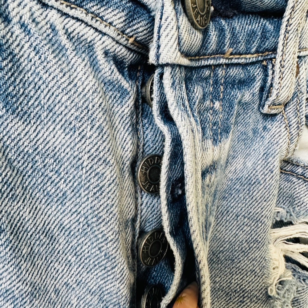 Hidden Jeans High Waisted Wide Leg Distressed Light Wash Button Fly Denim 24 - Picture 7 of 10